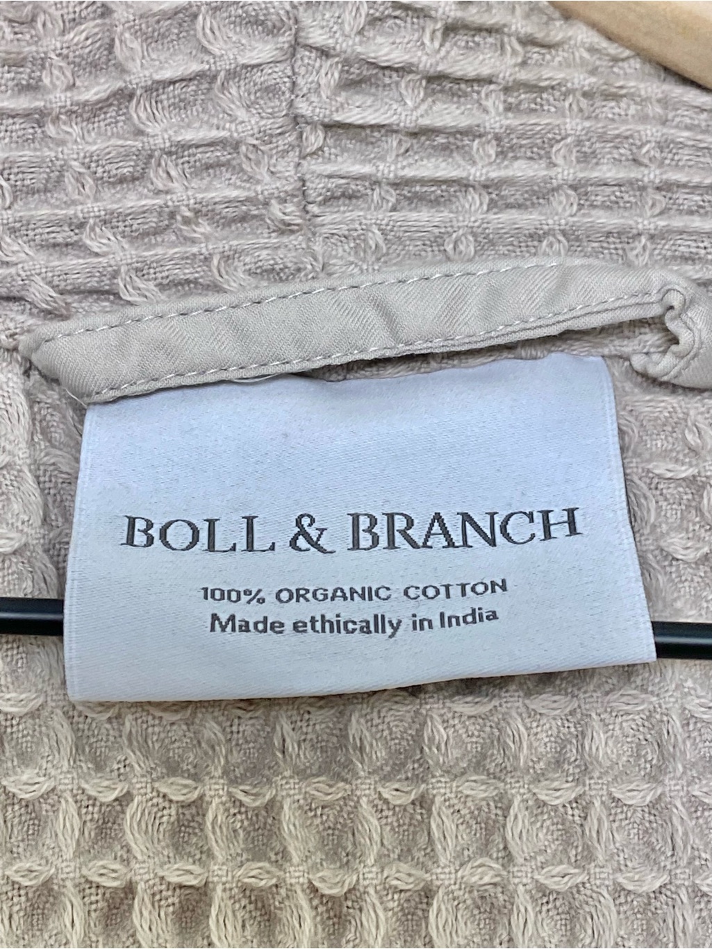 Boll & Branch Waffle Robe Pewter Gray White Women's Large Organic Cotton Cozy — image 6 of 8